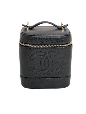 Chanel Vanity Cosmetic Case Black Caviar Leather Bag